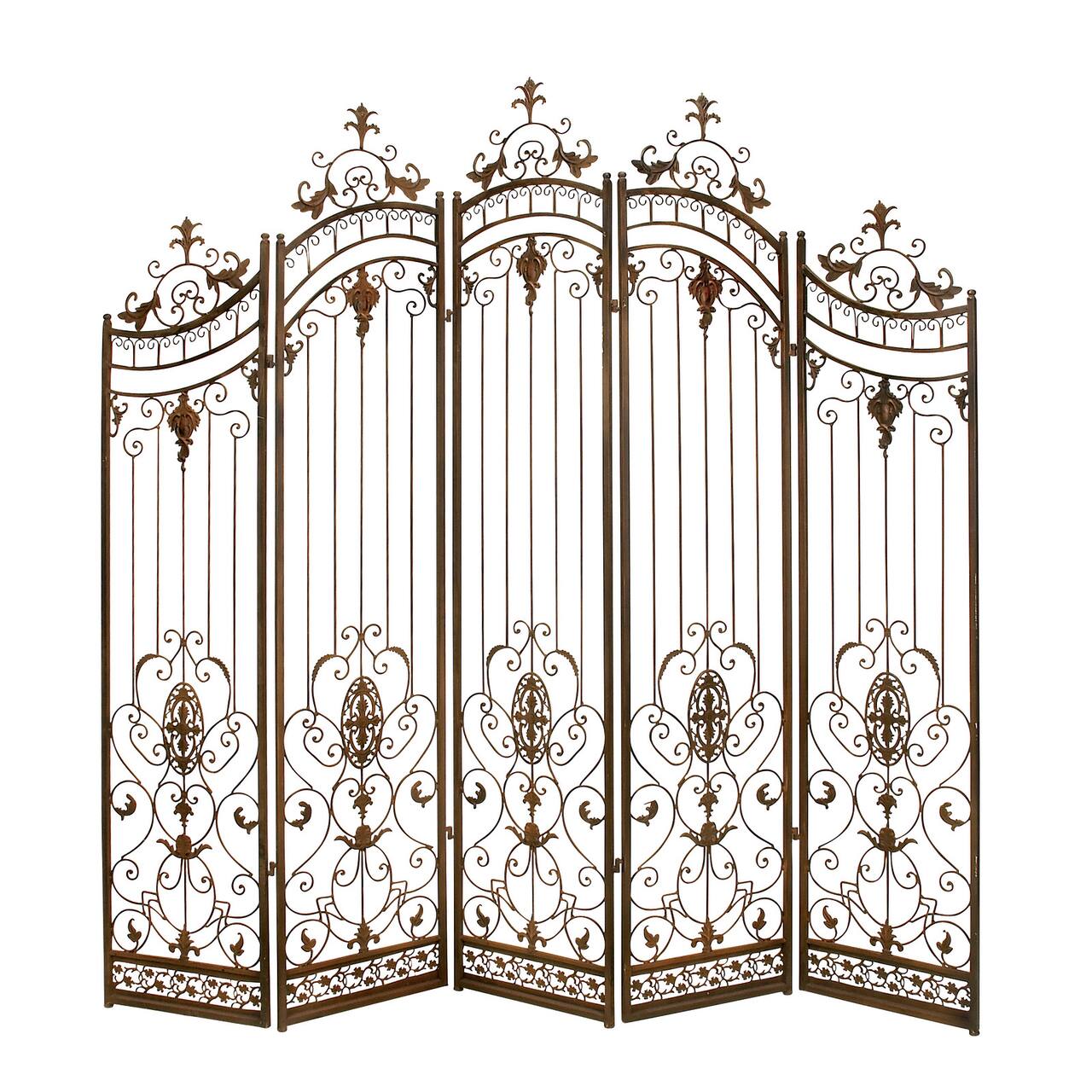 Brown Metal Eclectic Room Divider Screen, 80 " x 80 " x 1 "
